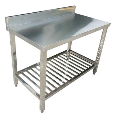 Bàn chặt inox 2 tầng có thành chắn sau Bàn chặt inox 2 tầng có thành chắn sau