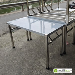 Bàn ăn inox 1 tầng, 4 chân cố định