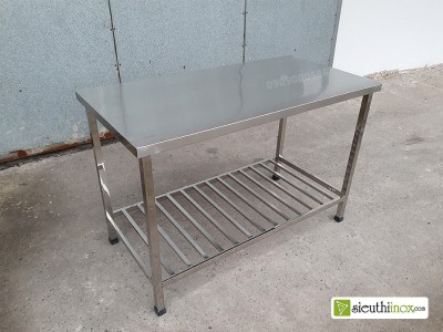 Bàn inox 2 tầng, KT 1200x600