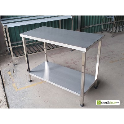 Bàn inox 2 tầng tấm KT 1000x500