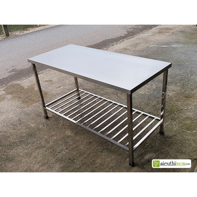 Bàn bếp inox loại 2 tầng, KT 1400x650