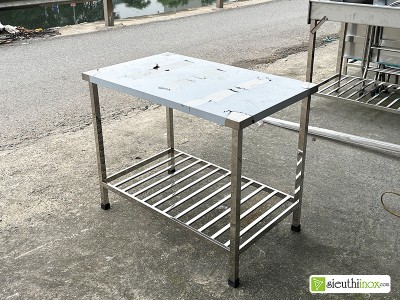 Bàn inox 2 tầng, KT 1000x600