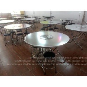 Bàn inox tròn có lỗ đặt bếp