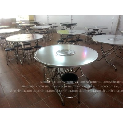 Bàn inox tròn có lỗ đặt bếp