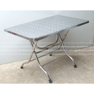 Bàn xếp inox 1200x700 mặt hoa văn (loại dày)