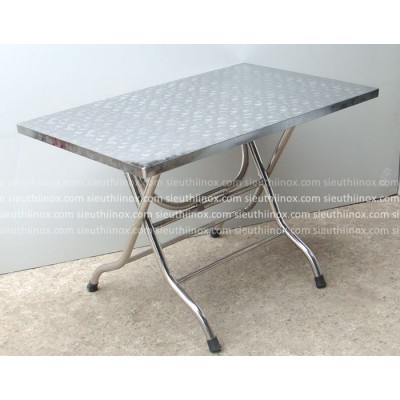 Bàn xếp inox 1200x700 mặt hoa văn (loại dày) Bàn xếp inox 1200x700 mặt hoa văn (loại dày)