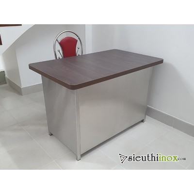 bàn làm việc inox mặt gỗ