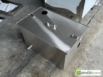 Thùng tách mỡ inox lỗ trên, có van xả đáy