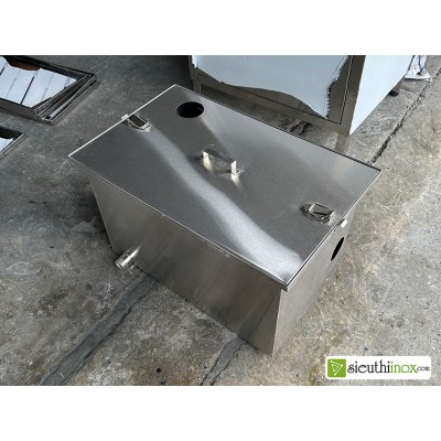 Thùng tách mỡ inox lỗ trên, có van xả đáy