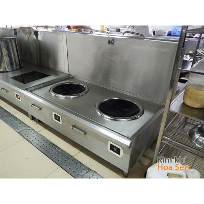 Bếp điện từ công nghiệp 2 mặt lõm, 8Kw *2, 380V