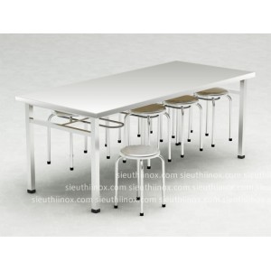 Bộ bàn ăn inox kèm giá treo ghế Bộ bàn ăn inox kèm giá treo ghế