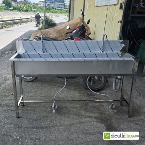 Máng inox rửa tay có van vòi đạp chân