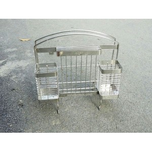 Giá để dao thớt la đơn kèm giỏ đũa inox 304 Giá để dao thớt la đơn kèm giỏ đũa inox 304