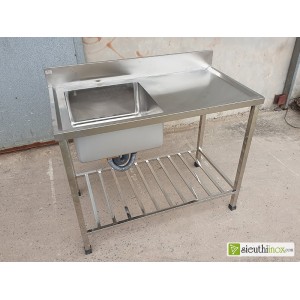 Chậu rửa công nghiệp 1 hố có tầng sàn Chậu rửa công nghiệp 1 hố có tầng sàn
