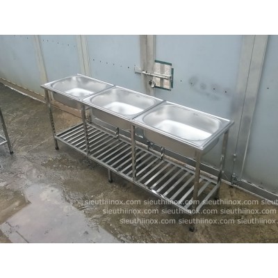 Chậu rửa inox 3 hố ghép A3 giá rẻ Chậu rửa inox 3 hố ghép A3 giá rẻ