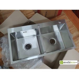 Chậu rửa handmade 2 hố cân 8245 Chậu rửa handmade 2 hố cân 8245