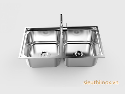 Chậu rửa inox 2 hố Sơn Hà, S82, inox304