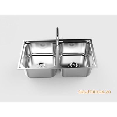 Chậu rửa inox 2 hố Sơn Hà, S82, inox304 Chậu rửa inox 2 hố Sơn Hà, S82, inox304