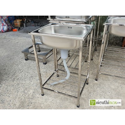 Chậu rửa inox có chân, loại 1 hố, cr-A8C