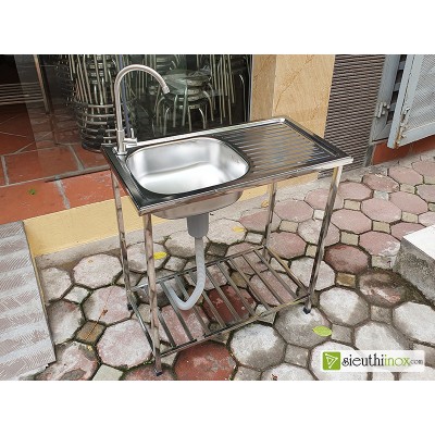 Chậu rửa inox có chân, loại 1 hố 1 bàn nhỏ, cr-B5C Chậu rửa inox có chân, loại 1 hố 1 bàn nhỏ, cr-B5C