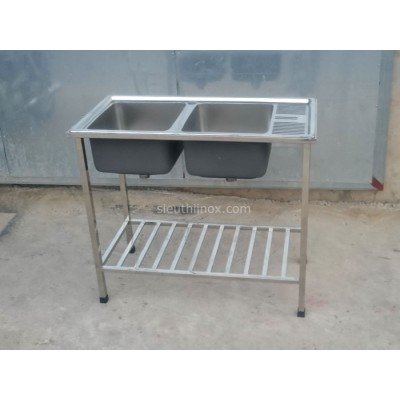 Chậu rửa inox 2 hố 1 bàn, cr-9245C