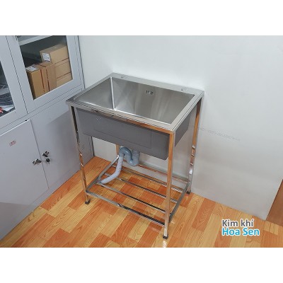 Chậu rửa bát inox 1 hố có chân, cr-6045C Chậu rửa bát inox 1 hố có chân, cr-6045C