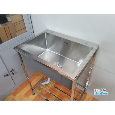 Chậu rửa bát inox 1 hố có chân, cr-6045C Chậu rửa bát inox 1 hố có chân, cr-6045C