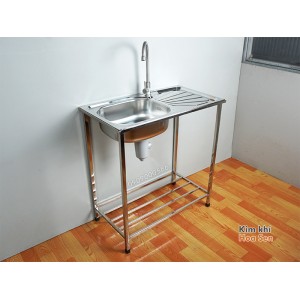 Chậu rửa inox loại 1 hố nhỏ có chân sàn, cr-B7C (không gồm vòi)