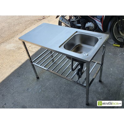 Kệ bếp inox kèm chậu rửa bát, loại 1m