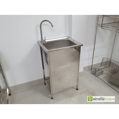 Chậu rửa tay, bồn rửa tay 1 hố có chân và tấm chắn, cr-S50Q