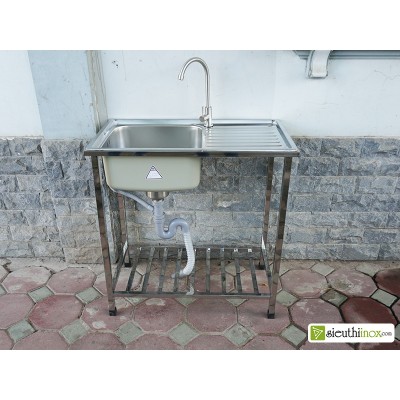 Chậu rửa bát 1 hố inox 304, có chân sàn, s78C Chậu rửa bát 1 hố inox 304, có chân sàn, s78C