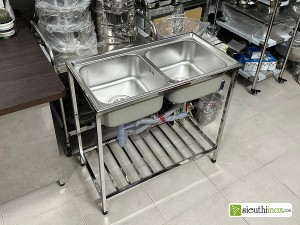 Chậu rửa bát inox 304 có sẵn chân sàn, S82 Sơn Hà