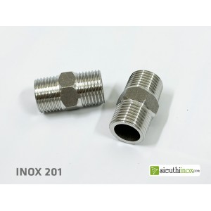 Kép ren 21 dùng nối dây cấp nước, inox 201 Kép ren 21 dùng nối dây cấp nước, inox 201