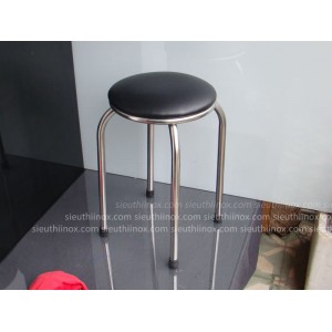 Ghế đôn inox có bọc nệm màu đen Ghế đôn inox có bọc nệm màu đen