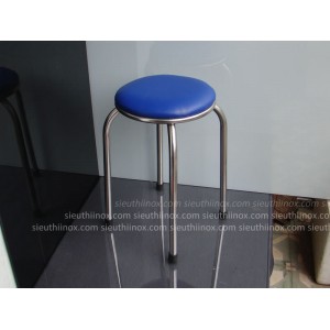 Ghế đôn inox có nệm màu xanh Ghế đôn inox có nệm màu xanh