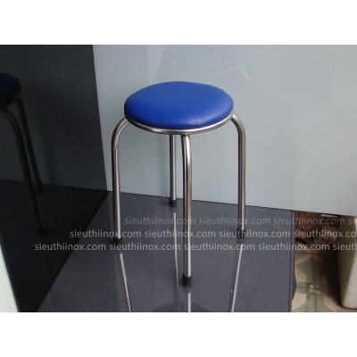 Ghế đôn inox có nệm màu xanh Ghế đôn inox có nệm màu xanh