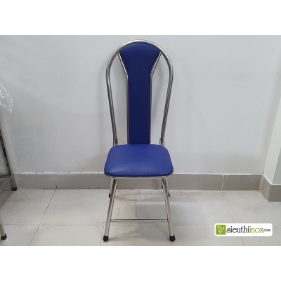 Ghế xếp inox K02 màu xanh