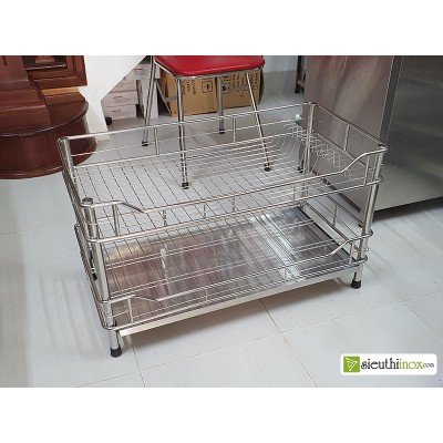 Giá để xoong nồi inox loại 2 tầng có khay