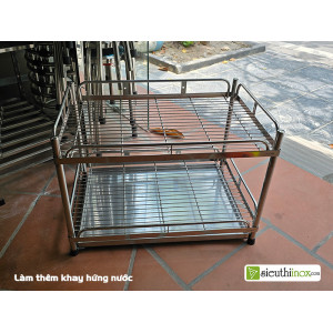 Kệ inox 2 tầng nan thoáng, 40x60, inox 304 Kệ inox 2 tầng nan thoáng, 40x60, inox 304