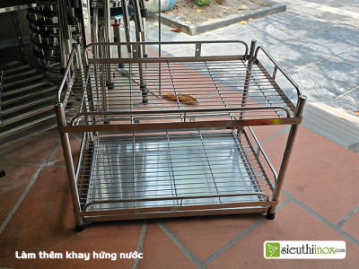 Kệ inox 2 tầng nan thoáng, 40x60, inox 304