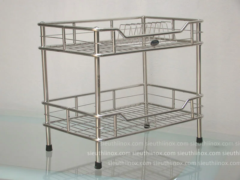 GIÁ ĐỂ BÁT ĐĨA INOX 2 TẦNG TREO TƯỜNG TIỆN LỢI