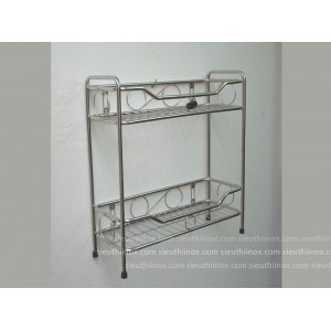 Kệ inox 2 tầng để gia vị, 15x40 Kệ inox 2 tầng để gia vị, 15x40