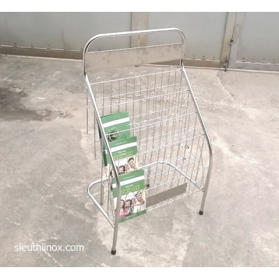 Giá để sách báo inox 4 tầng có gắn biển