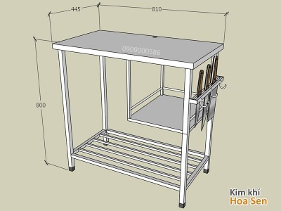 Kệ inox để bếp ga bếp từ có thanh cài dao