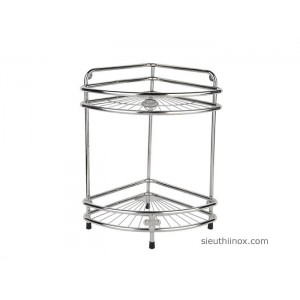 Kệ góc inox 2 tầng nan quạt, 24cm