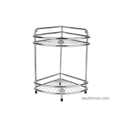 Kệ góc inox 2 tầng nan quạt, 24cm