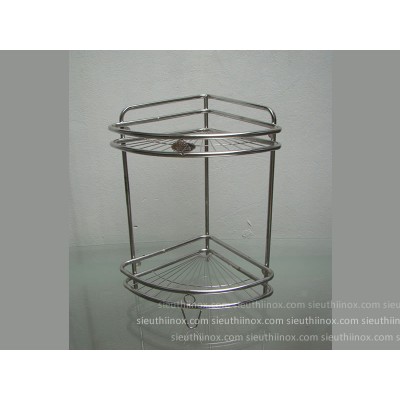 Kệ góc nhà tắm, 2 tầng nan quạt, 28cm