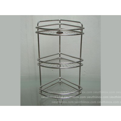 Kệ góc inox 3 tầng 24cm, nan quạt