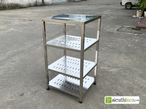 Kệ inox 4 tầng có sàn đột lỗ thoáng