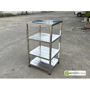 Kệ inox 4 tầng có sàn đột lỗ thoáng